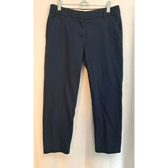 J. Crew City Fit Cropped Pants Navy Blue Cotton Blend Stetch Size 4 - Picture 1 of 10